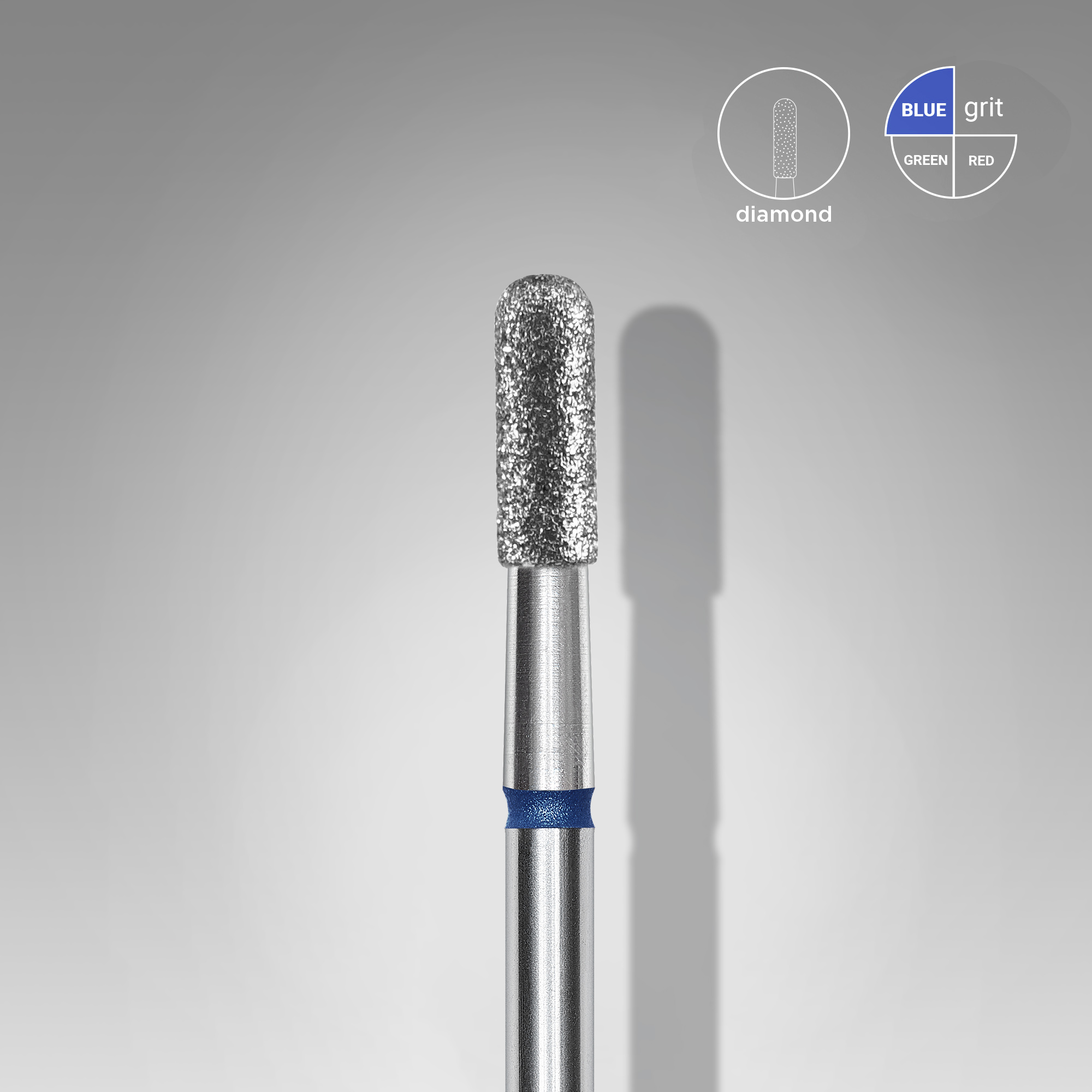 Diamond nail drill bit rounded cylinder blue EXPERT head diameter 2,3 mm / working part 6,5 mm