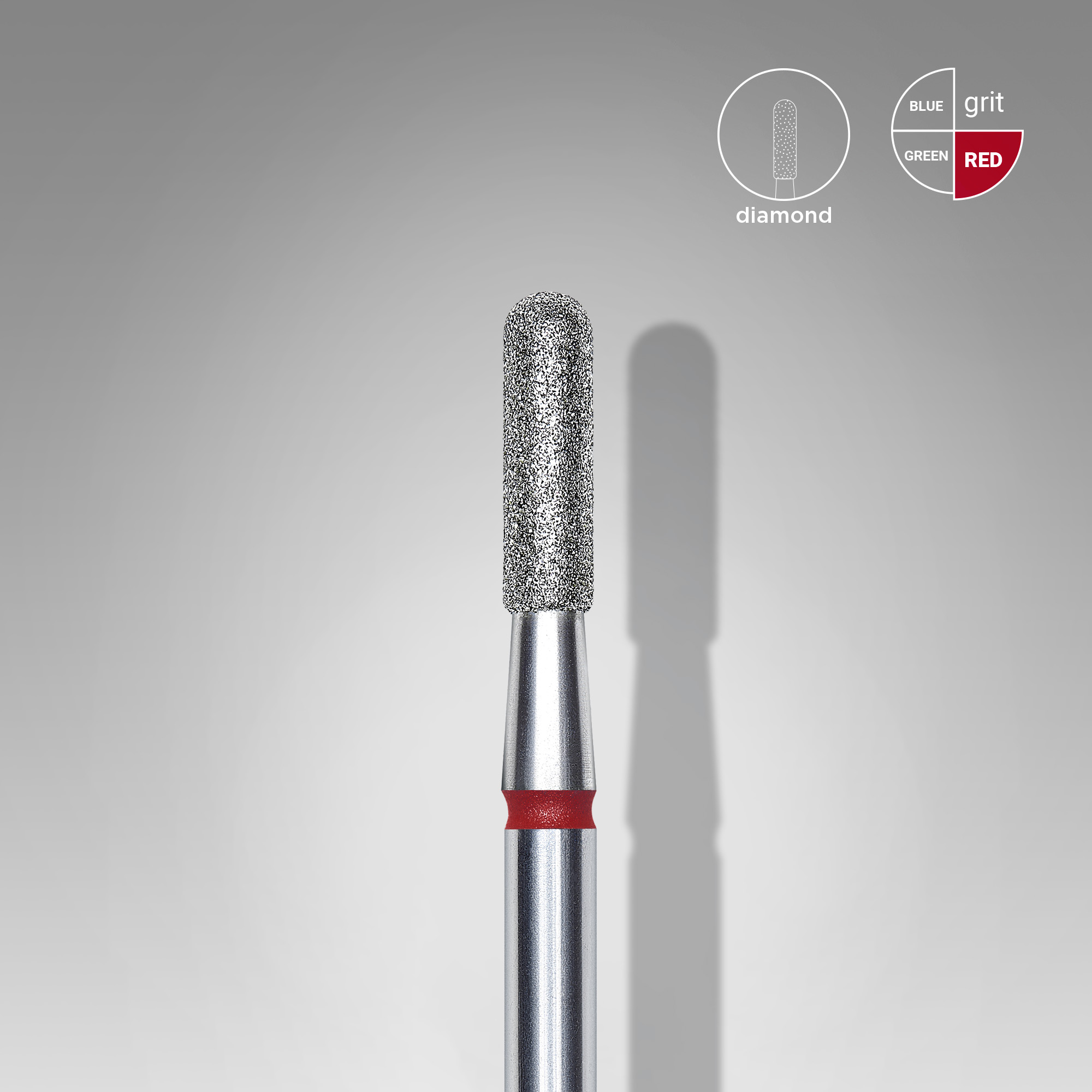 Diamond nail drill bit rounded cylinder red EXPERT head diameter 2,3 mm / working part 8 mm